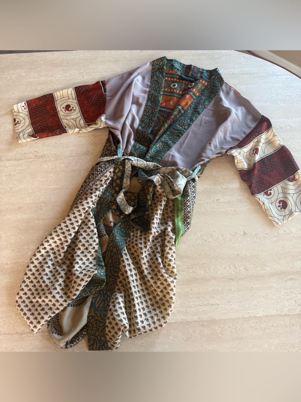 Bohemian Printed Kimono Wrap Top - Multicolor